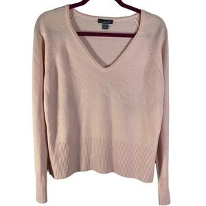 Griffen Cashmere V-Neck Long Sleeve Sweater Top Size XL Color Pink